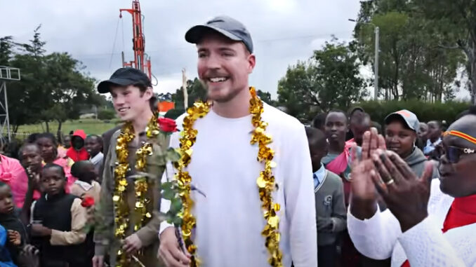 MrBeast with African children for water well donation drive